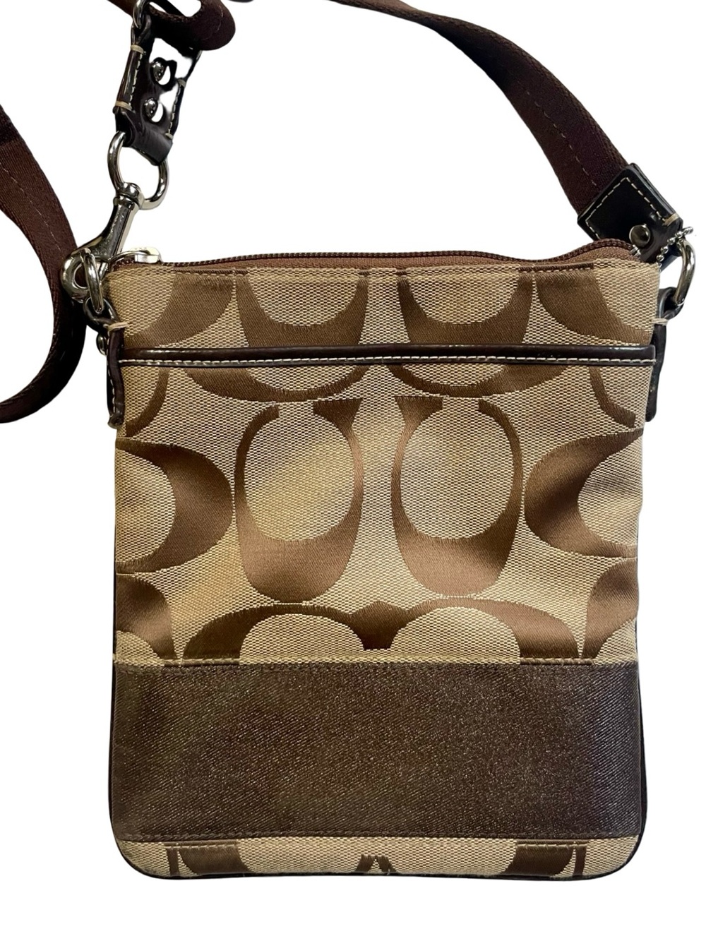 Vintage Coach Signature Jacquard Canvas Swingpack Crossbody Bag Y2K - Picture 8 of 9